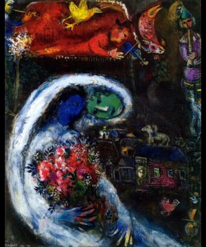  novia Pintura - Novia con cara azul contemporáneo Marc Chagall